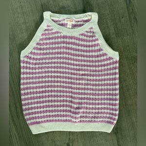 Cat & Jack Women's Striped Knit Sweater - Purple and Cream